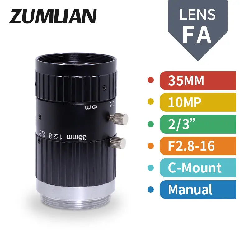 10MP 8mm-50mm Manual C-mount F2.8-16 2/3 FA Prime Lens -