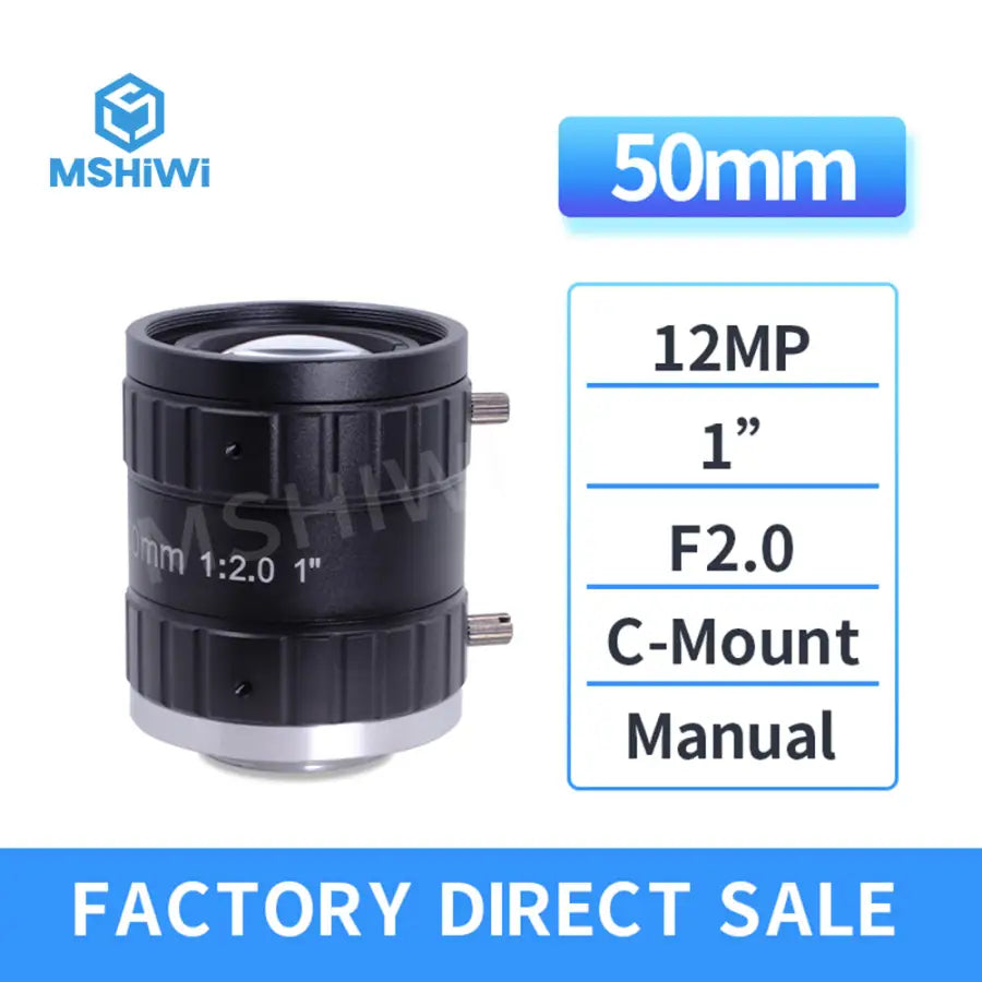 12MP C-mount 50mm Prime Lens 1 F2.0 Aperture ITS Camera FA