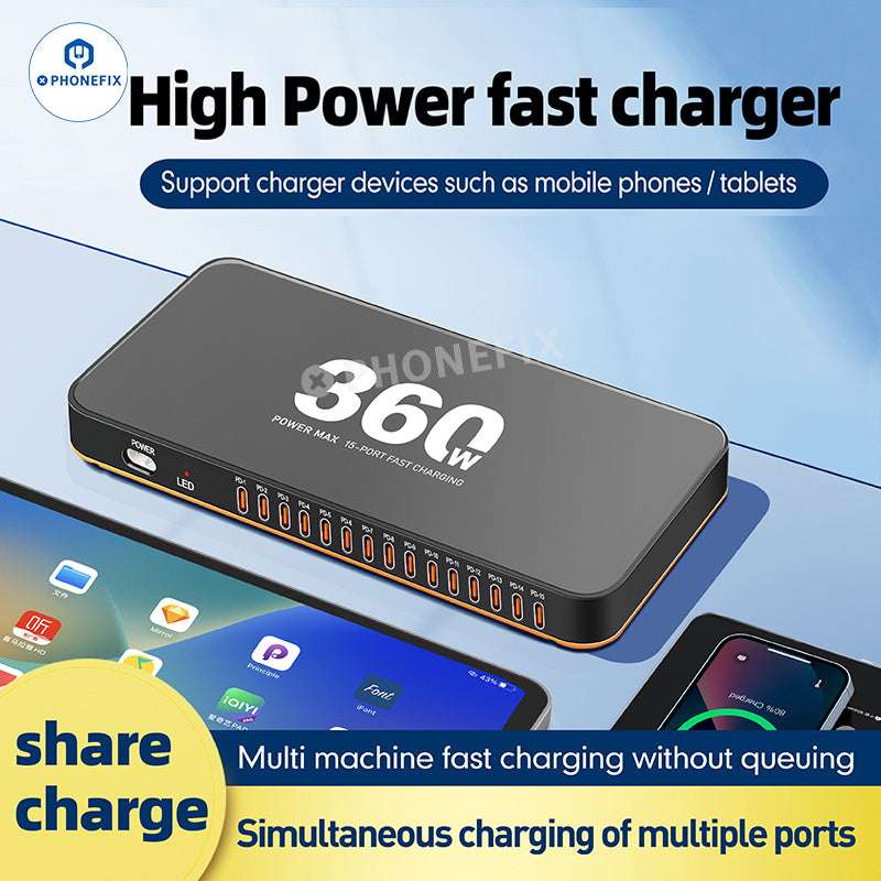 WLX-815C 360W 15 USB-C Ports PD Fast Charging Station