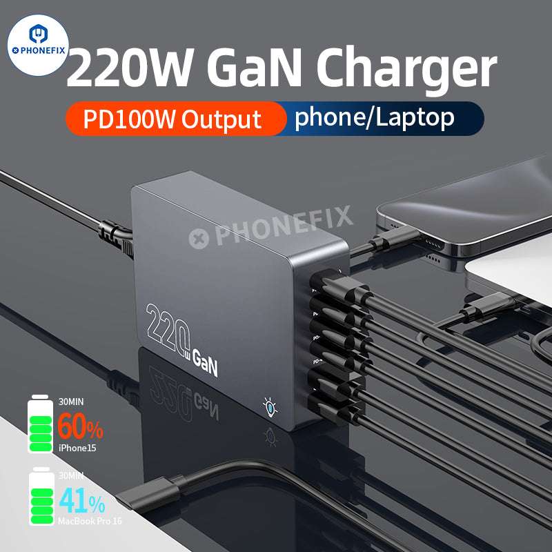 WT-F8A 220W GaN Desktop Smart Charger USB-A Type-C