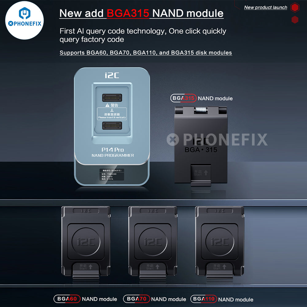 I2C P14 Pro BGA110 BGA70 Nand Programmer For iPhone 6S-15 Pro Max