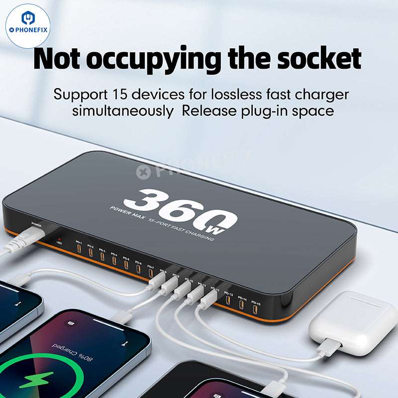 WLX-815C 360W 15 USB-C Ports PD Fast Charging Station