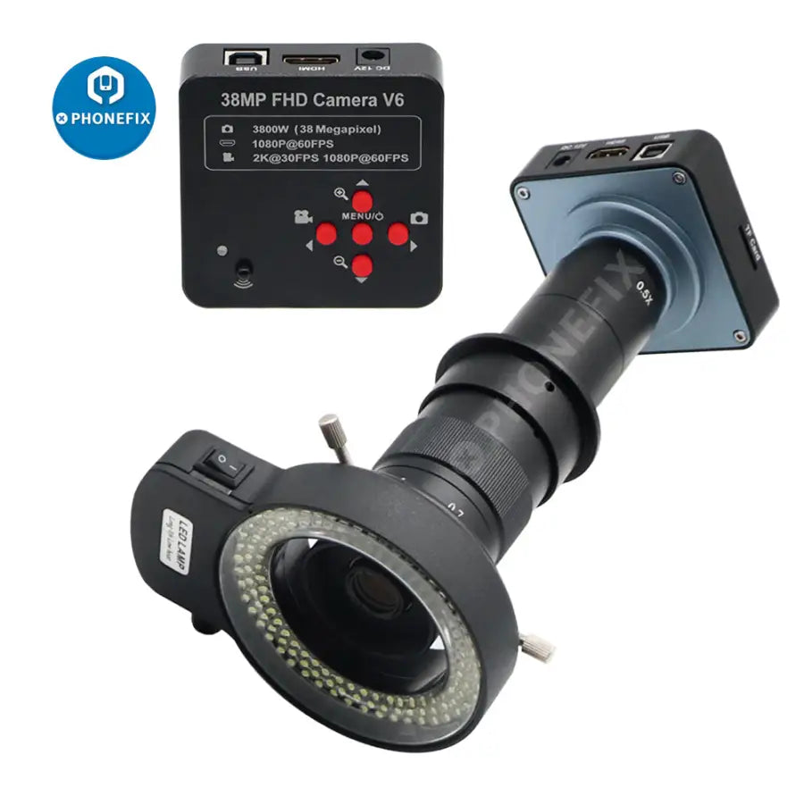 38MP 1080P FHD HDMI USB Microscope Camera 180X C-Mount Lens