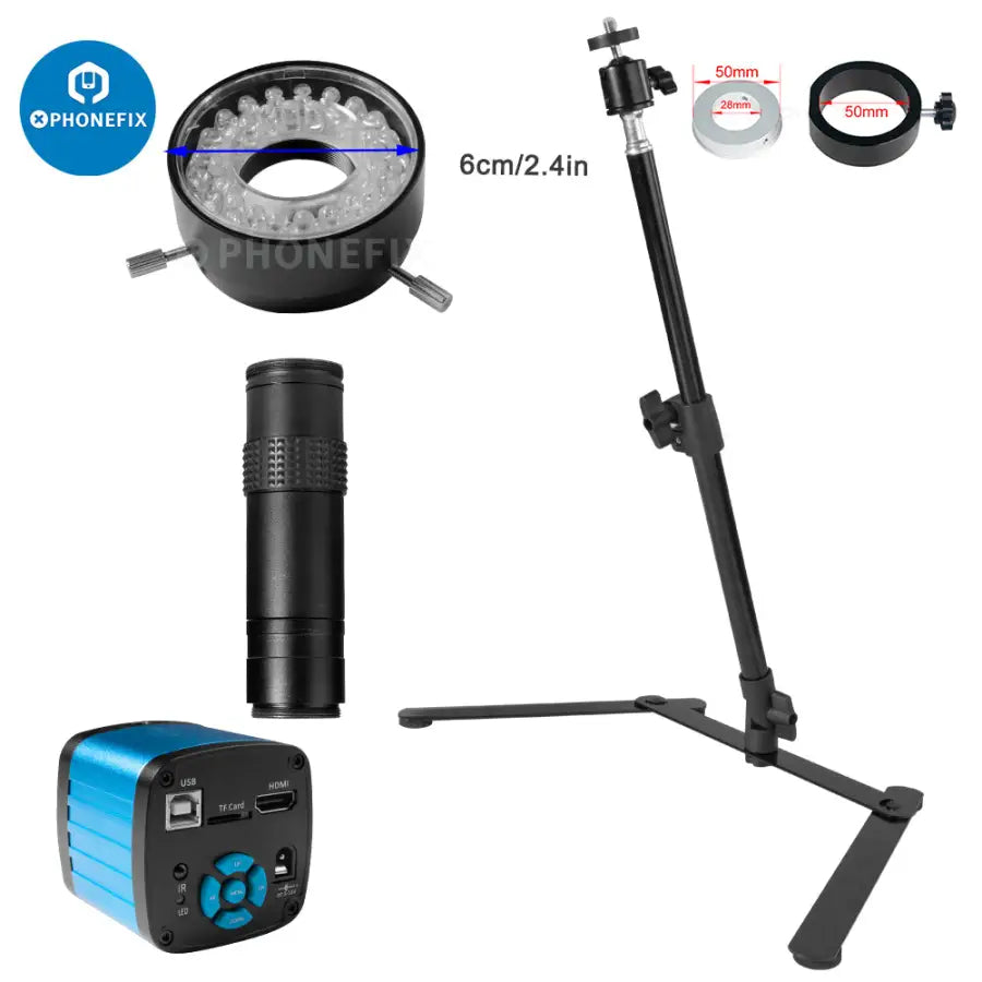 4K 48MP Digital Microscope Kit Industrial Camera Zoom Lens -