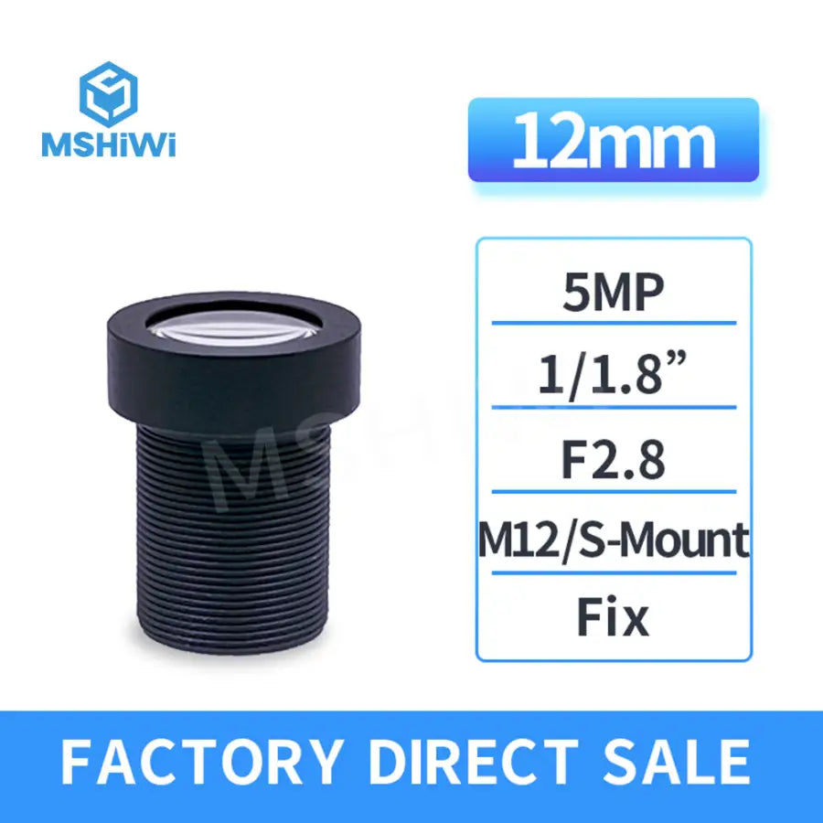 5.0MP F2.8 12mm Fixed Focus ITS Machine Vision Lens for