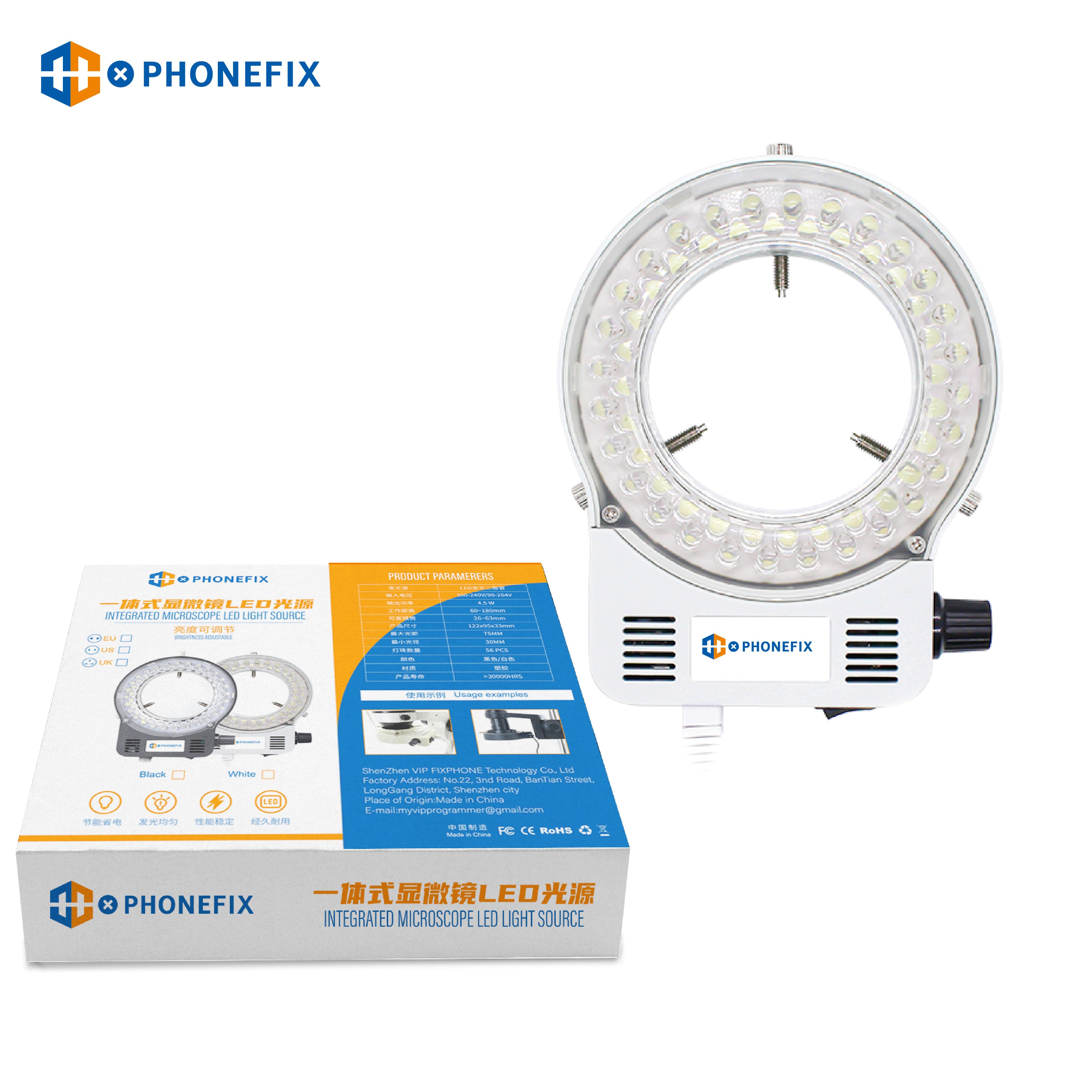 56 LED Adjustable Ring Light Illuminator Lamp for Stereo Microscope