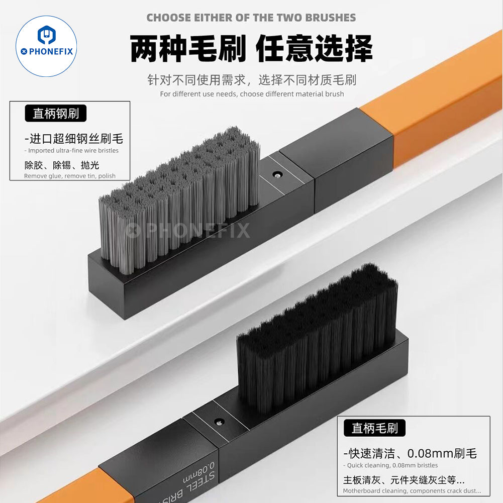WYLIE 2 IN 1 Aluminum Alloy Steel Brush PCB Chips Cleaning Repair