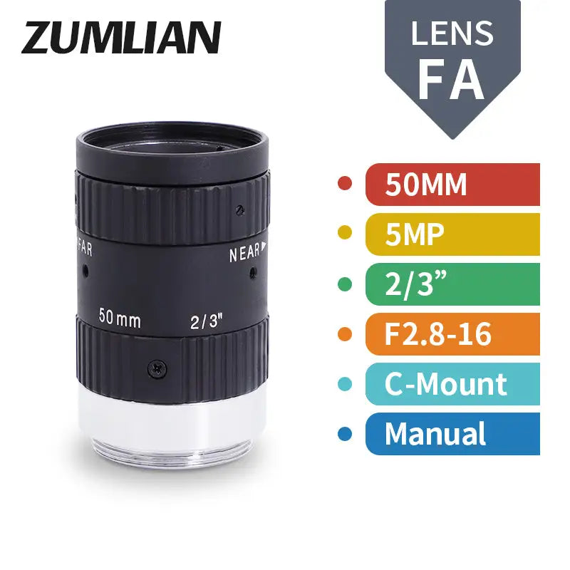 5MP 16mm-50mm 1/1.8 FA Prime Lens C-mount F1.8-16 Manual