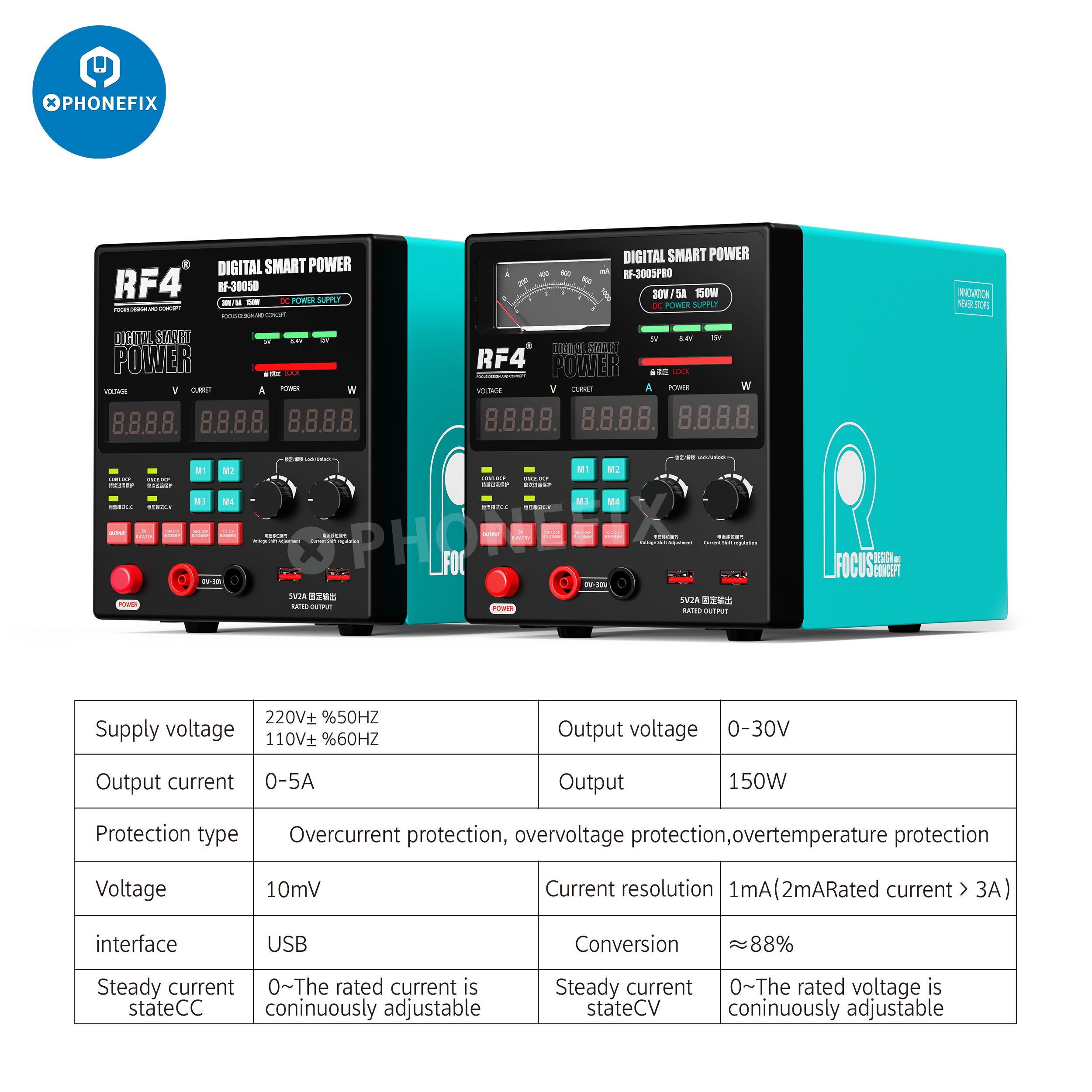 RF4 3005D 3005PRO Digital Smart DC Power Supply 30V 5A 150W