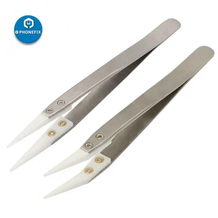 Anti-Static Ceramic Tweezers Industrial Straight Curved Tweezers - CHINA PHONEFIX