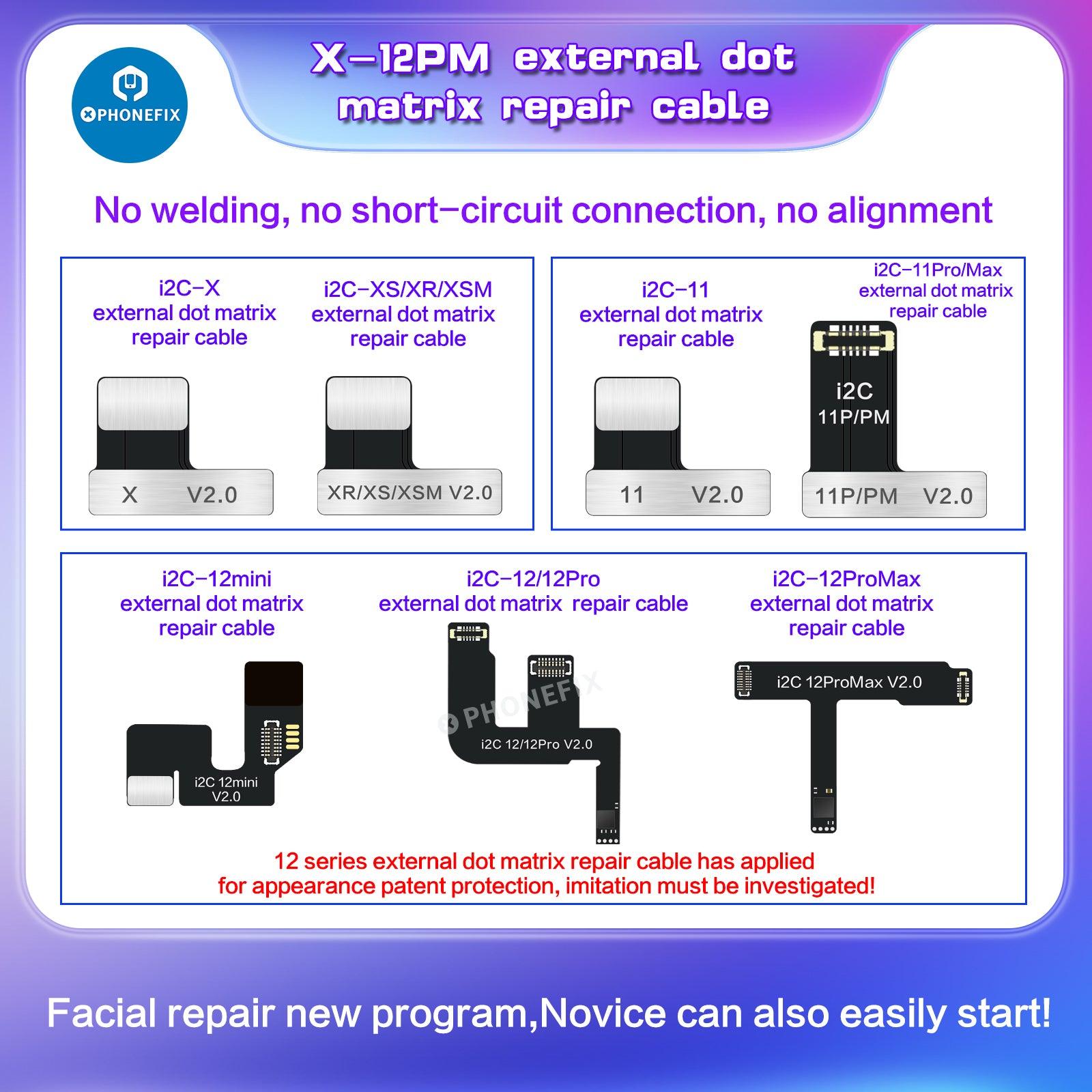 i2C MC12 Dot Matrix Repair Cable Fix iPhone Face ID Without Soldering - CHINA PHONEFIX