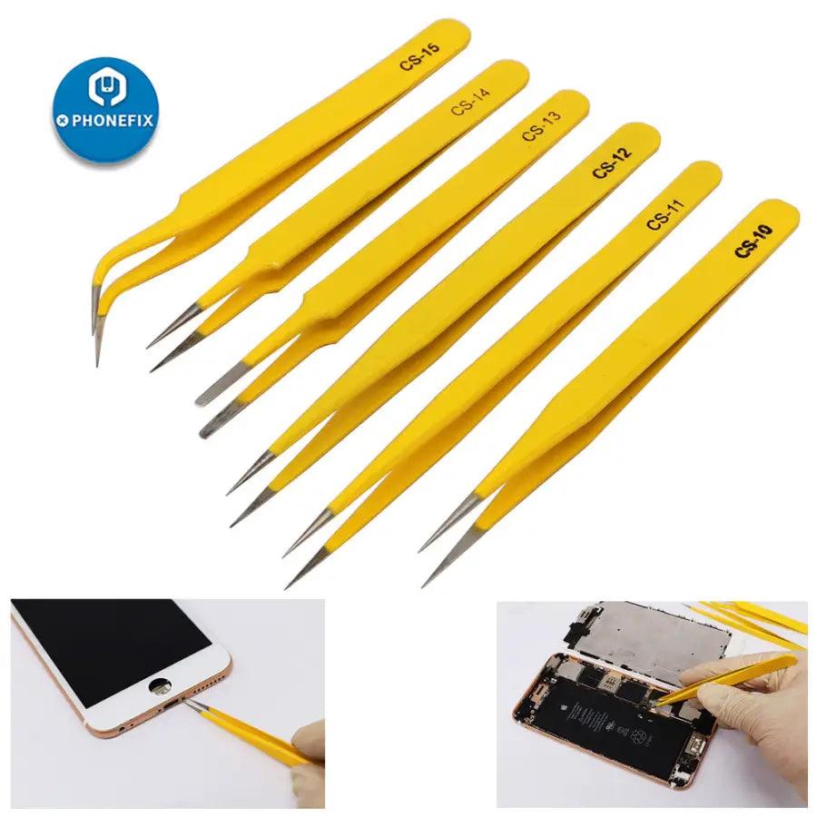 Stainless Steel Anti-static Tweezers Kit for PCB Soldering Repair Tool - CHINA PHONEFIX